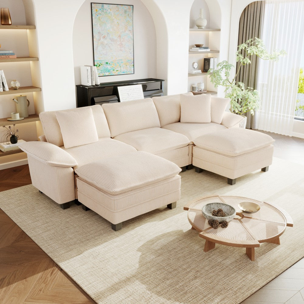 5-seat modern U-shaped couch for living room