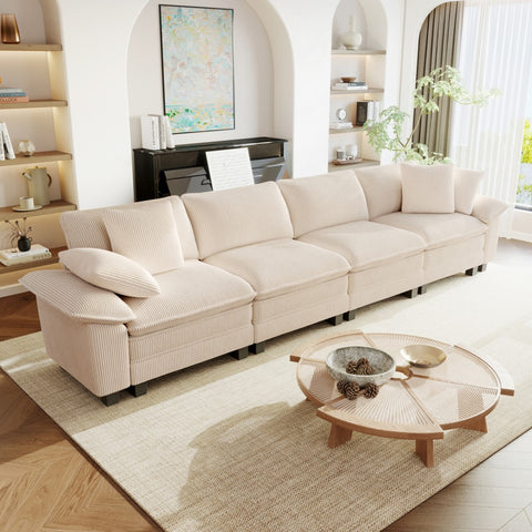 Modular Corduroy Sectional Cloud Sofa Set for Living Room
