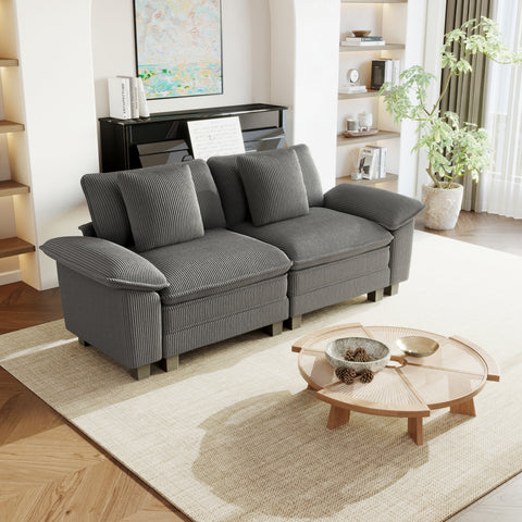 Modular Corduroy Sectional Cloud Sofa Set for Living Room