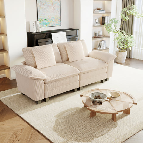 Modular Corduroy Sectional Cloud Sofa Set for Living Room