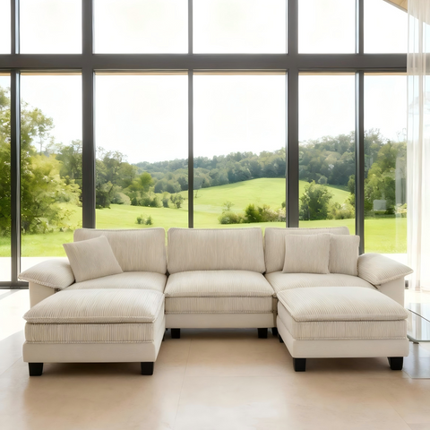 Modern Cloud-Like Modular Sectional Sofa Couch with Corduroy and Chenille Fabric