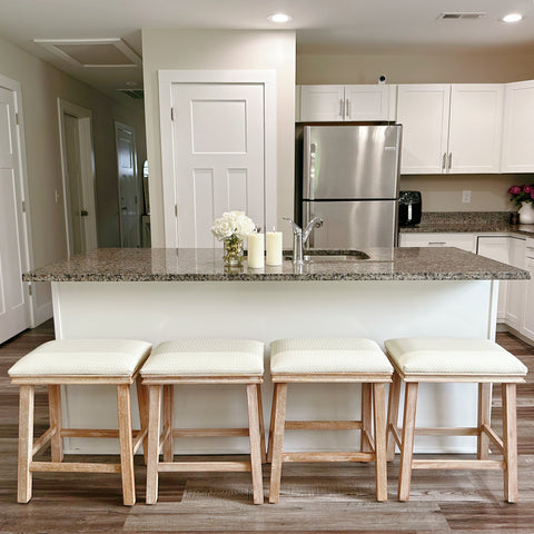 PHI VILLA 24" Backless Counter Height Bar Stools with Faux Leather Seat, Set of 4