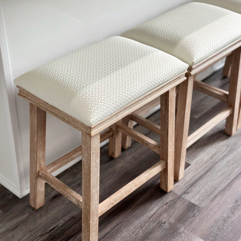 PHI VILLA 24" Backless Counter Height Bar Stools with Faux Leather Seat, Set of 4