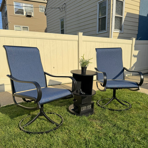 PHI VILLA Patio Textilene Swivel Chair Outdoor Dining Set