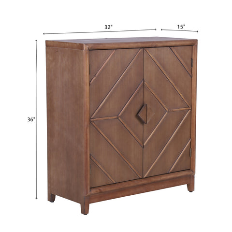 Retro Decorative Storage Cabinet with Diamond Pattern Paneled Doors-MFSTUDIO