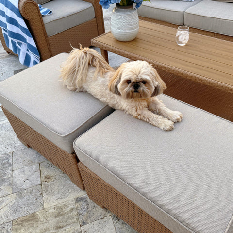 Phi Villa Luxury 5 Seats Wicker Patio Conversation Sofa Set with Wider Armrests