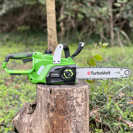 12" Cordless Brushless Chainsaw with Auto Oiling and Safety Brake for Wood Cutting