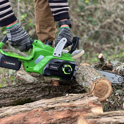 12" Cordless Brushless Chainsaw with Auto Oiling and Safety Brake for Wood Cutting