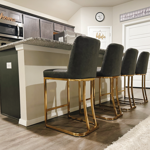 24" Modern PU Leather Bar Stools for Kitchen Island，Phi Villa