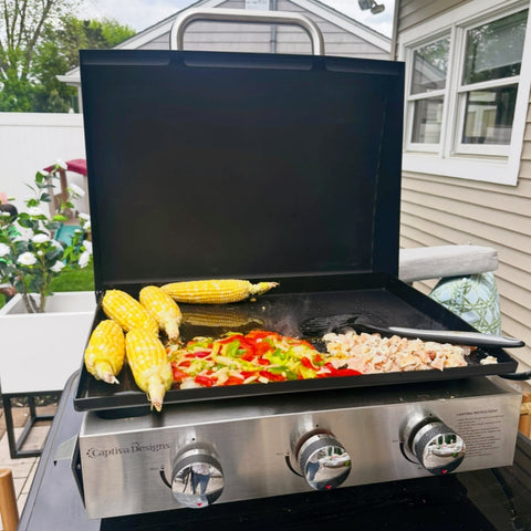 Captiva Designs 22" Ceramic Coated Plate Tabletop Portable Propane Griddle Grill 24,000 BTU