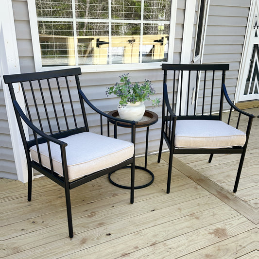 Sophia & William 2-Piece Stylish Steel Patio Outdoor Dining Chairs Set