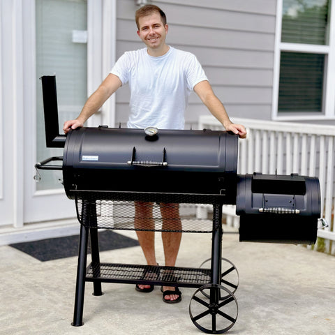 Captiva Designs 2-In-1 Charcoal Smoker Grill with Offset Smoke Box