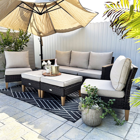 PHI VILLA 7-Piece Luxury Rattan Outdoor Sofa Sectional