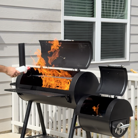 Captiva Designs 2-In-1 Charcoal Smoker Grill with Offset Smoke Box