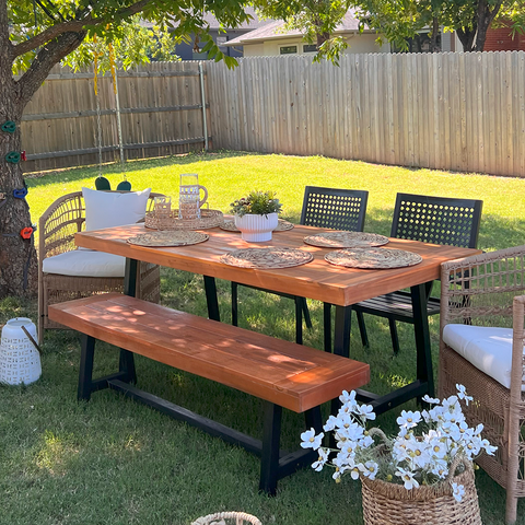 Phi Villa Outdoor Acacia Wood Dining Set, Modern Outdoor Dining Furniture