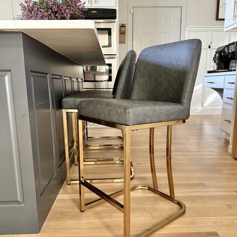 24" Modern PU Leather Bar Stools for Kitchen Island，Phi Villa