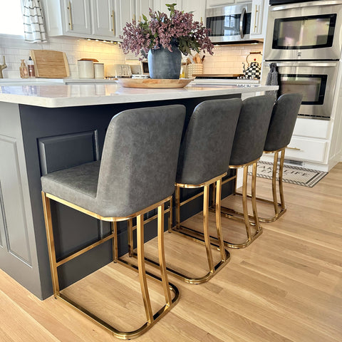 24" Modern PU Leather Bar Stools for Kitchen Island，Phi Villa