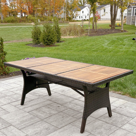 7/9 Piece Acacia Wood Outdoor Dining Set with Wicker Rattan Haiti Chairs-PHI VILLA