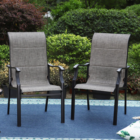 PHI VILLA Sling Fabric High-back Padded Patio Fixed Chairs