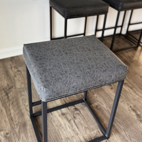 PHI VILLA 24'' Backless PU Leather Bar Stools for Kitchen Island with Sturdy Metal Frame- Set of 4