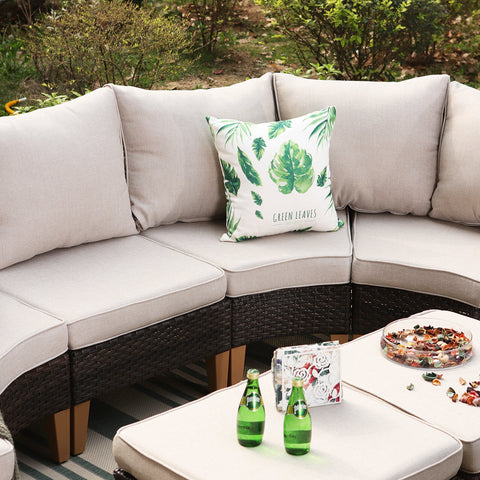 PHI VILLA 8-Piece Rattan Half-Moon Curved Luxury Outdoor Sofa Sectional