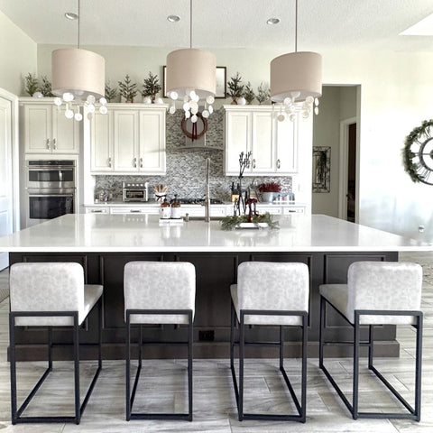 PHI VILLA 24 Inch Counter Height PU Leather Bar Stool with Backrest- Set of 4