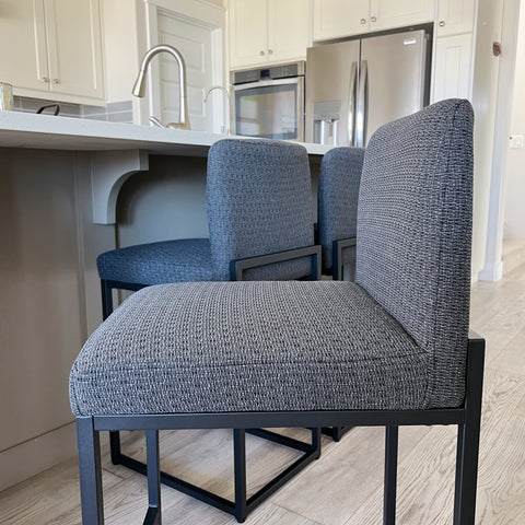 PHI VILLA 24 Inch Counter Height Bar Stool Chenille Upholstered with Backrest- Set of 4