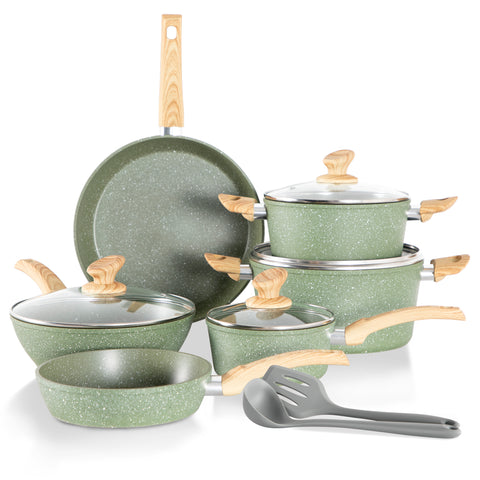 Kitchen Academy Induction Cookware Sets - 12 Piece Cooking Pan Set, Gr -  Jolinne