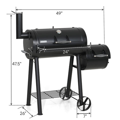Captiva Designs Charcoal Smoker Grill with Offset Smoke Box