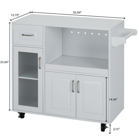 Multifunctional & Movable Kitchen Island Cart with Ample Storage Space and Towel Rack-MFSTUDIO