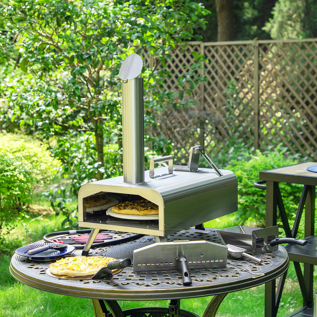 Wood Pellet / Propane Portable BBQ Pizza Oven with Turning Disc for