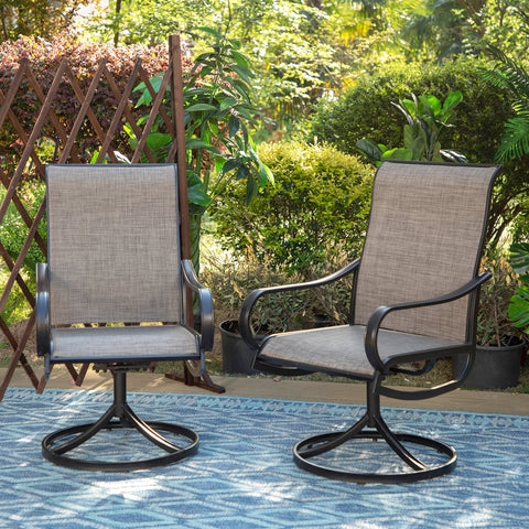 PHI VILLA 5-Piece Textilene Swivel Chairs Outdoor Dining Set