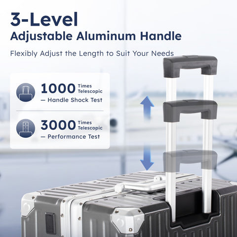 Carry-On and Checked Thickened 3-Layer Aluminum Frame Travel Suitcase
