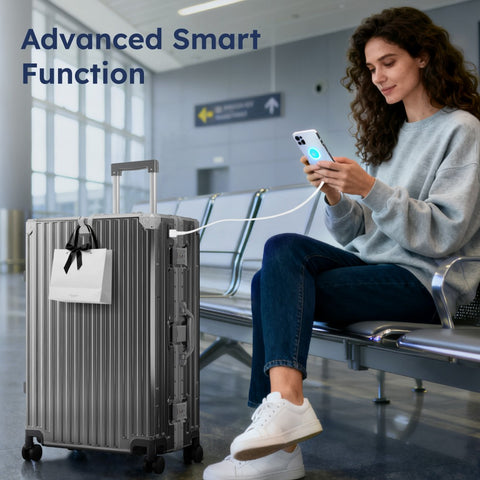 Carry-On and Checked Thickened 3-Layer Aluminum Frame Travel Suitcase