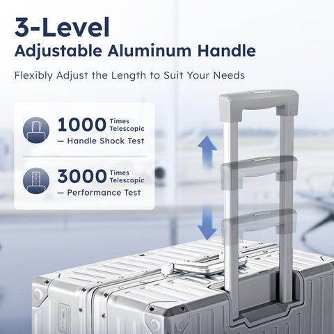 Carry-On and Checked Thickened 3-Layer Aluminum Frame Travel Suitcase