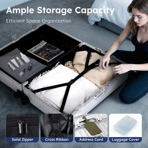 Carry-On and Checked Thickened 3-Layer Aluminum Frame Travel Suitcase