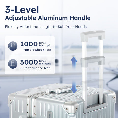 Thickened Aluminum Frame Trunk Luggage with TSA Lock USB Charging, 26/30 Inch