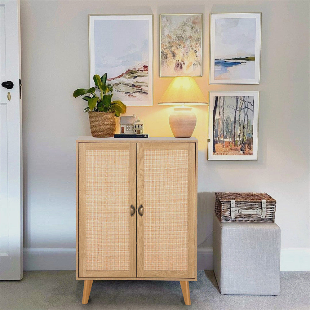Experience the perfect fusion of natural style and eco-friendly design with our Rattan Storage Cabinet.