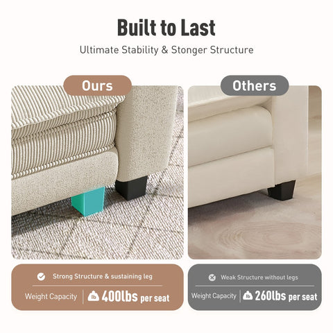 Modern Cloud-Like Modular Sectional Sofa Couch with Corduroy and Chenille Fabric