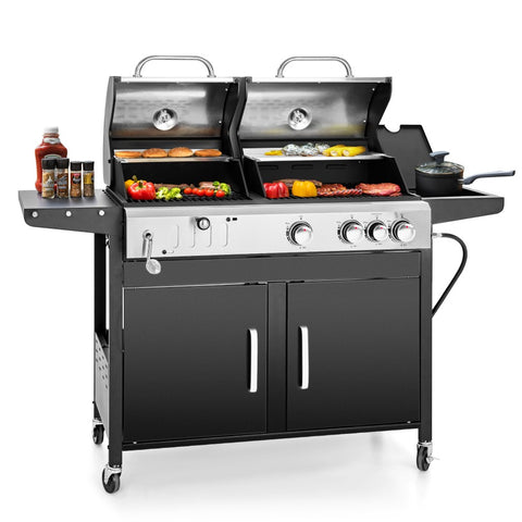 Captiva Designs Outdoor Propane Grill & Charcoal Grill Combo