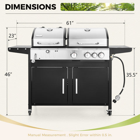 Captiva Designs Outdoor Propane Grill & Charcoal Grill Combo