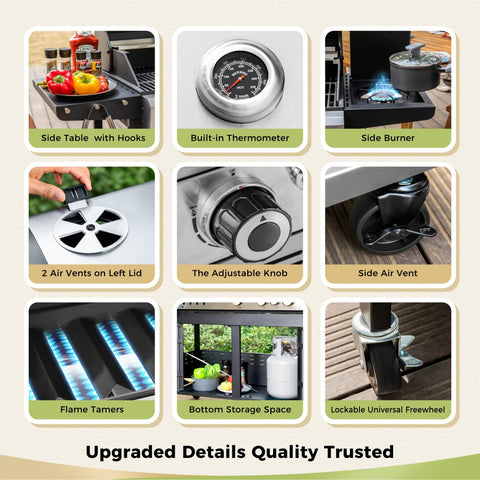 Captiva Designs Outdoor Propane Grill & Charcoal Grill Combo