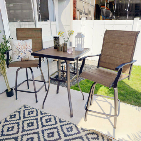 Outdoor High Top Table and Padded Swivel Chair