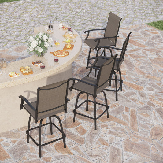 PHI VILLA All-Weather Swivel Bar Stools With Arms