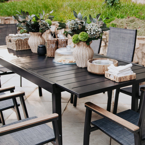 PHI VILLA Metal Adjustable Outdoor Patio Dining Table for 6-8 Person