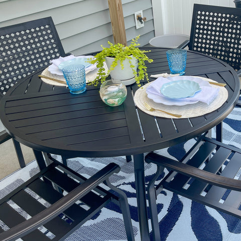 PHI VILLA 42" & 54" Geometric Stamped Patio Dining Round  Table