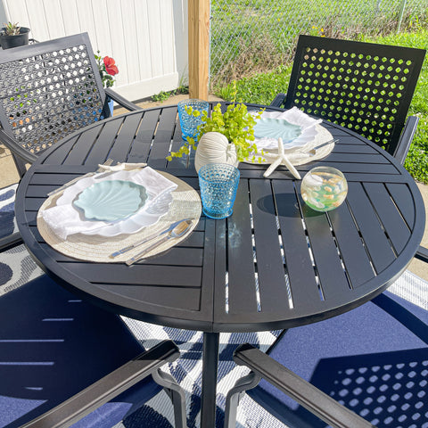 PHI VILLA 42" & 54" Geometric Stamped Patio Dining Round  Table