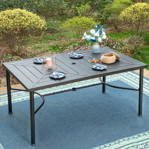 MFSTUDIO Geometric Stamped Rectangle Steel Table, Table for 6 People