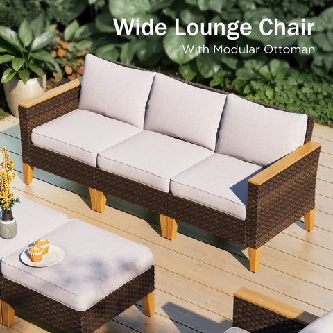 PHI VILLA 10/11 Pieces Rattan Half-Moon Curved Luxury Outdoor Sofa Sectional