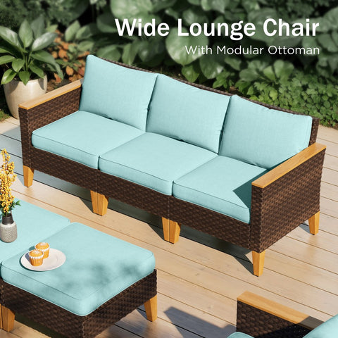 PHI VILLA 8-Piece Rattan Half-Moon Curved Luxury Outdoor Sofa Sectional